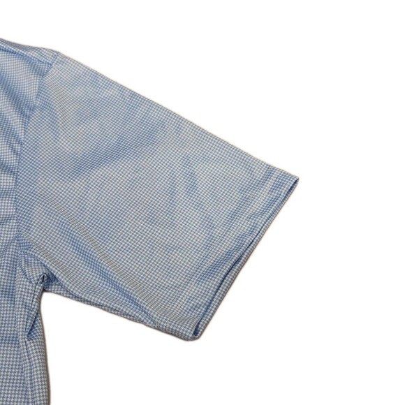 NWT Collars & Co Mens L Dress Collar Polo Shirt Blue Houndstooth Microcheck Golf - Picture 4 of 7